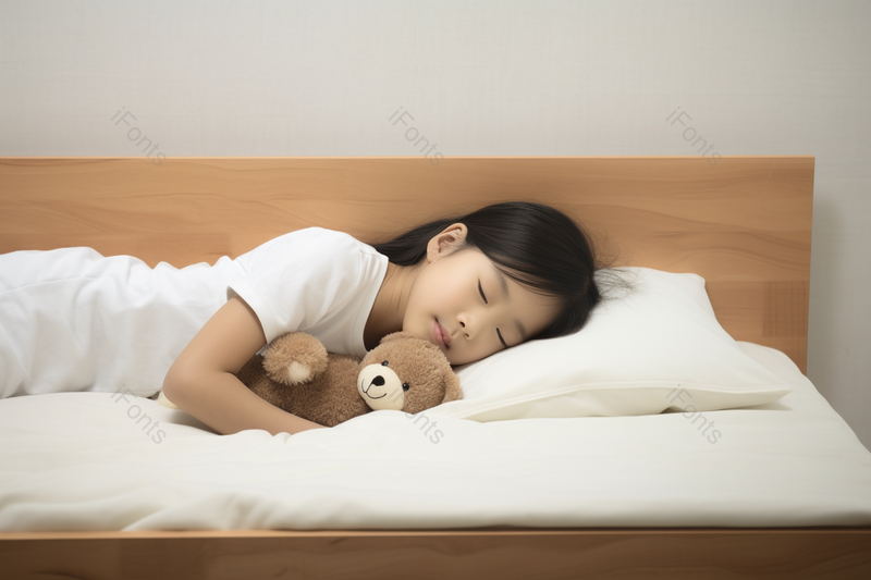 正在睡觉中抱住毛绒玩具的可爱小女孩,高清,摄影图,摄影图片,图片大全,摄影图免费下载